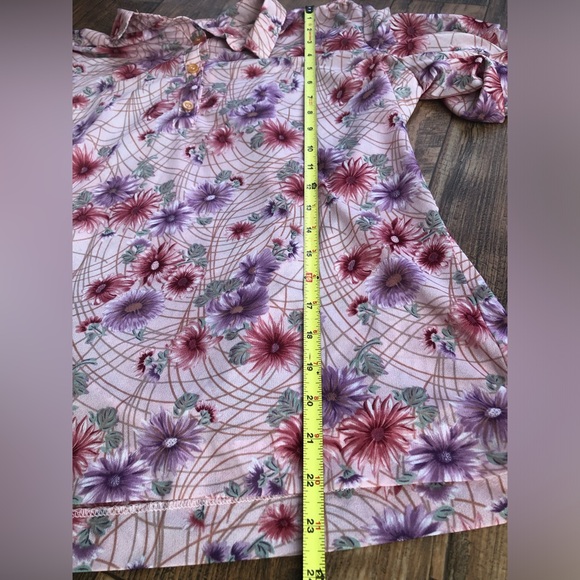 Womens RALPH ORIGINALS Pink Floral Shirt Rn18962 Lightweight Partial Button Up - Picture 4 of 8